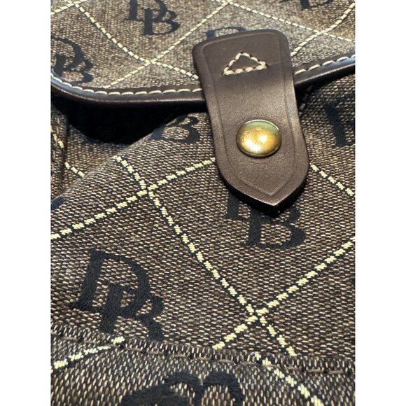 Dooney & Bourke Brown Monogram Canvas Crossbody S Bag Leather Strap Snap Closure - Picture 2 of 9